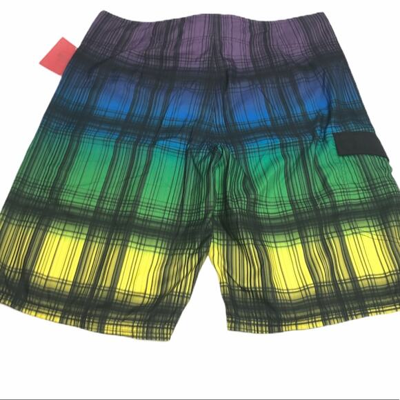 Mossimo Board Shorts Green Blue Yellow Size 36 - Picture 2 of 7